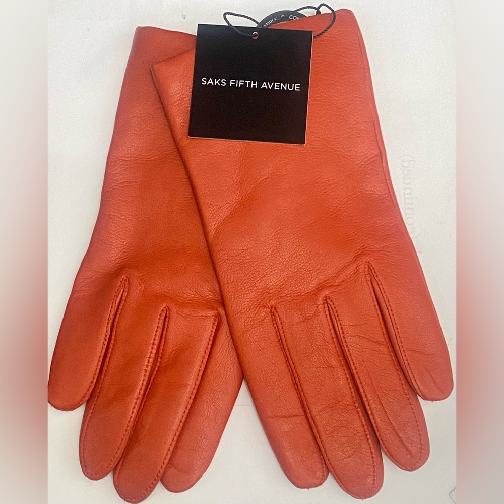 Saks Fifth Avenue Orange Touchscreen Gloves